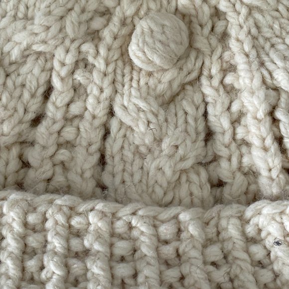 VINTAGE Abercrombie & Fitch pompom Pom Hat Beanie New Lamb wool CABLE rare main image 6